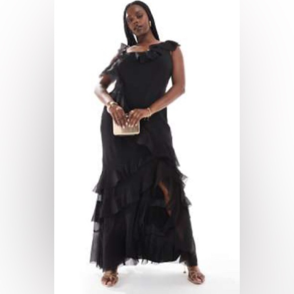 ASOS Curve Cut Ruffle Dress
